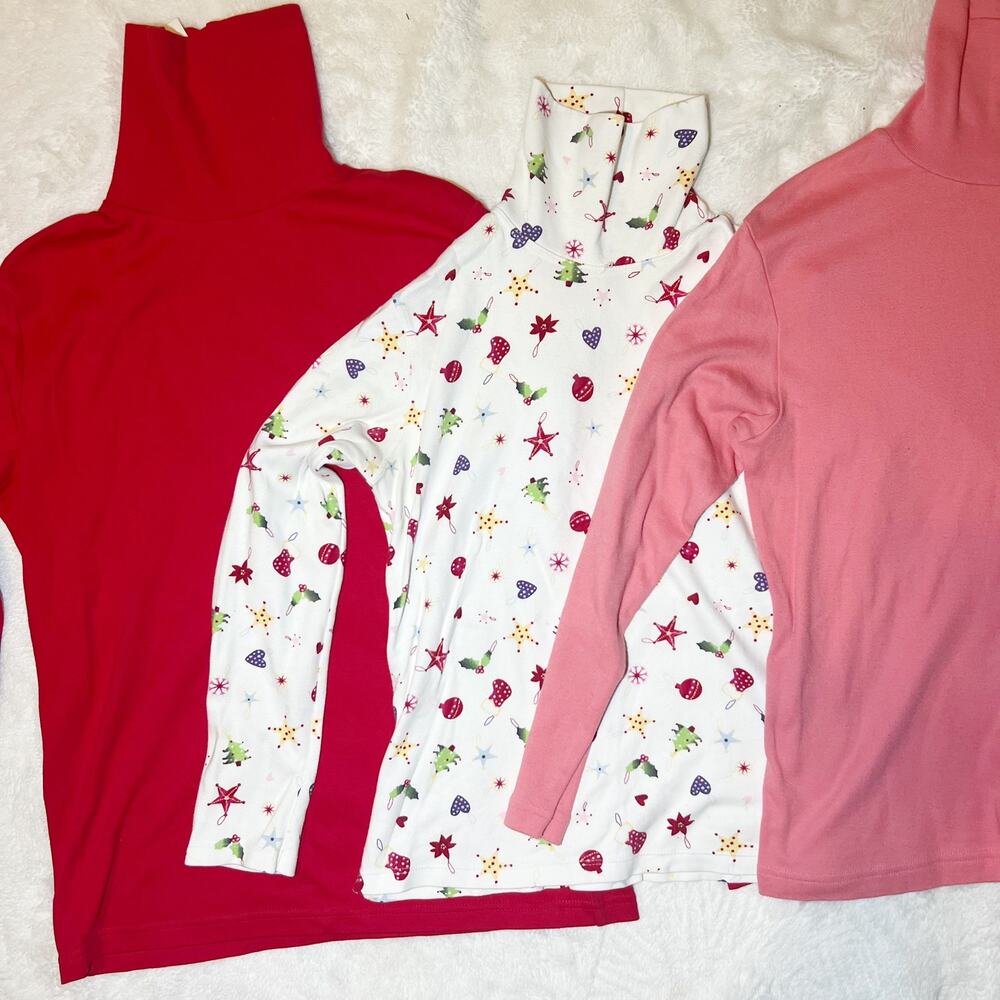 White Stag Red Turtleneck & North Crest Pink Bundle Mock Neck Tops Size S
